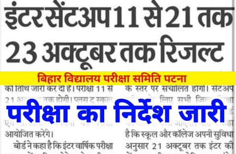 Bihar Board 12th inter Sent up Exam 2022 -23
