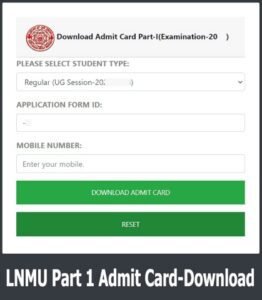 LNMU UG Part 1 Admit Card 2023