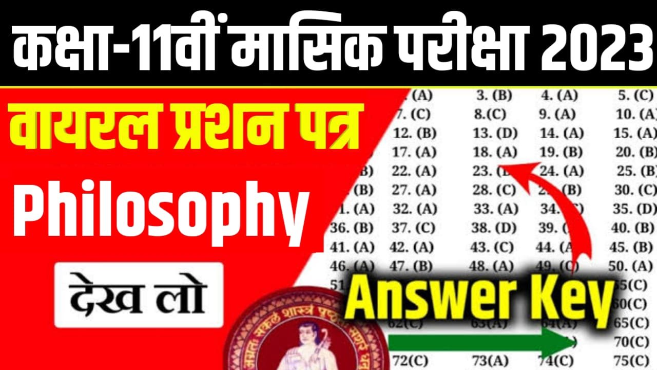 BSEB 11th Monthly Exam  2024 Philosophy Question Paper with Answer