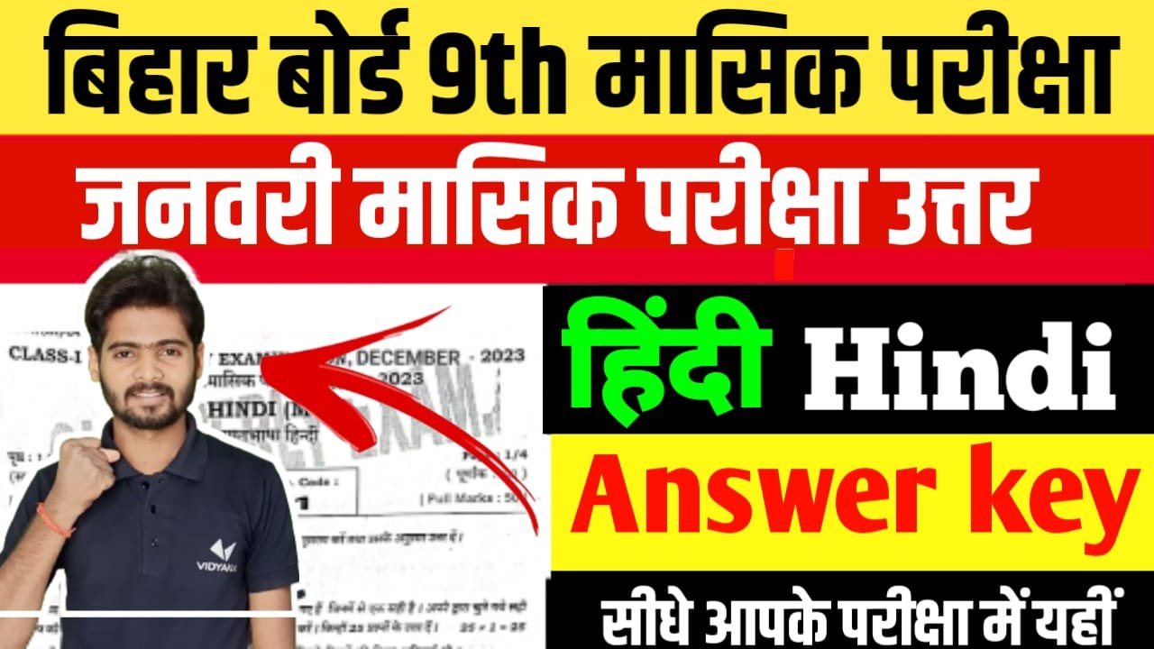Class 9th Hindi January Monthly Exam 2024 Question Paper