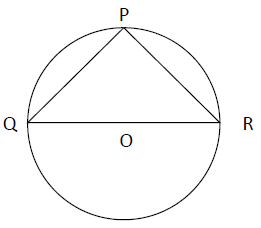 Circle with triangle PQR inside and diameter QOR