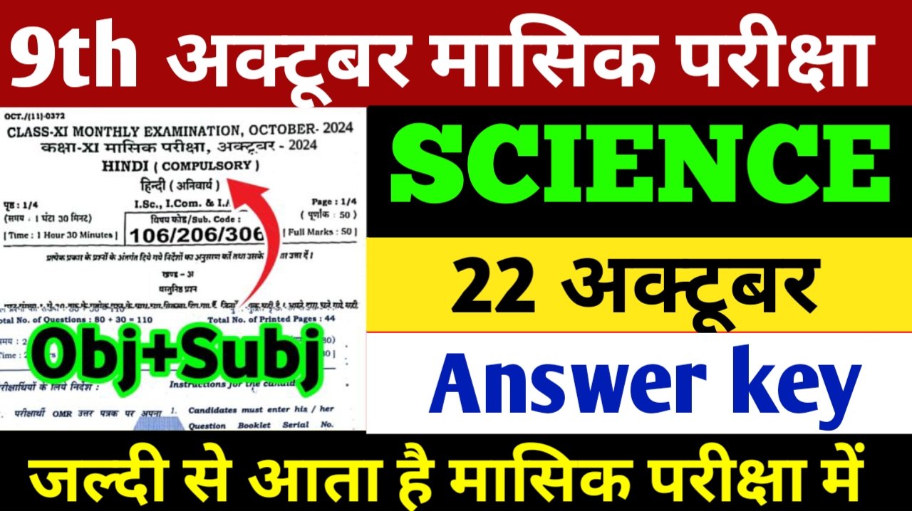 9th Science 22 October Monthly Exam 2024