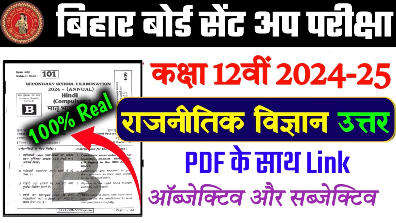 11 November Political Science Question paper 12th