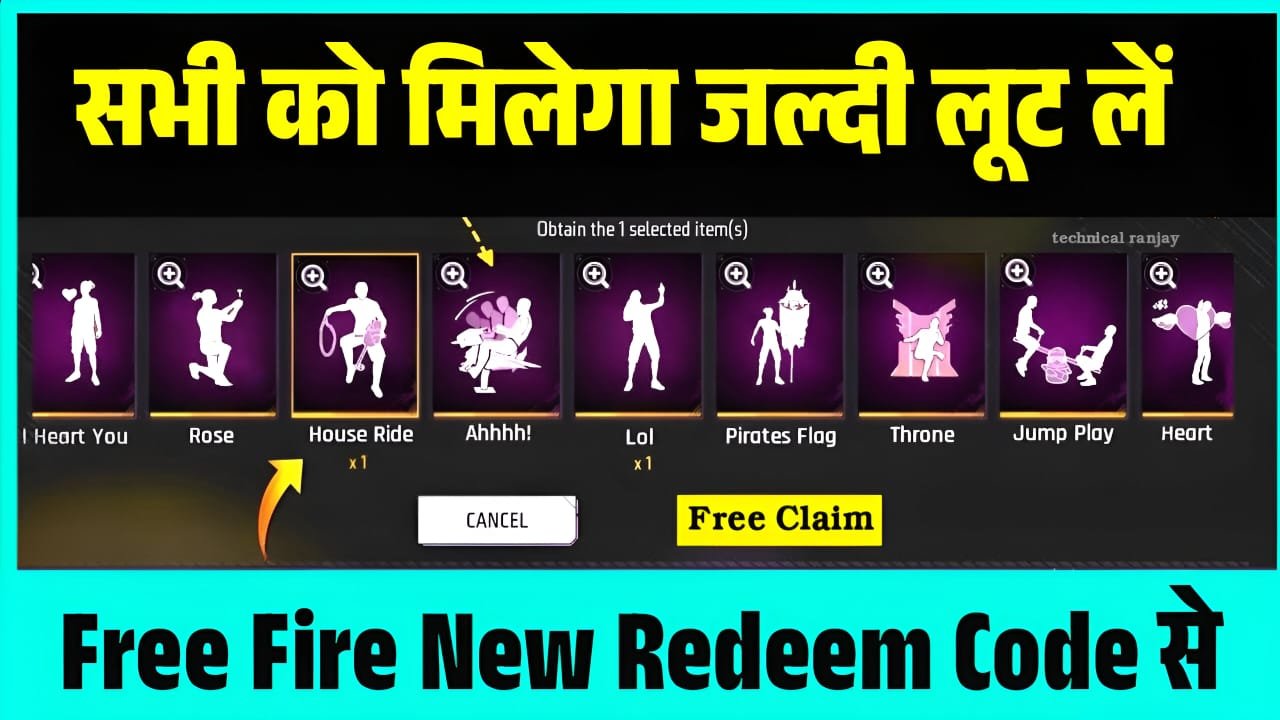 Free Fire All Emote Redeem Code