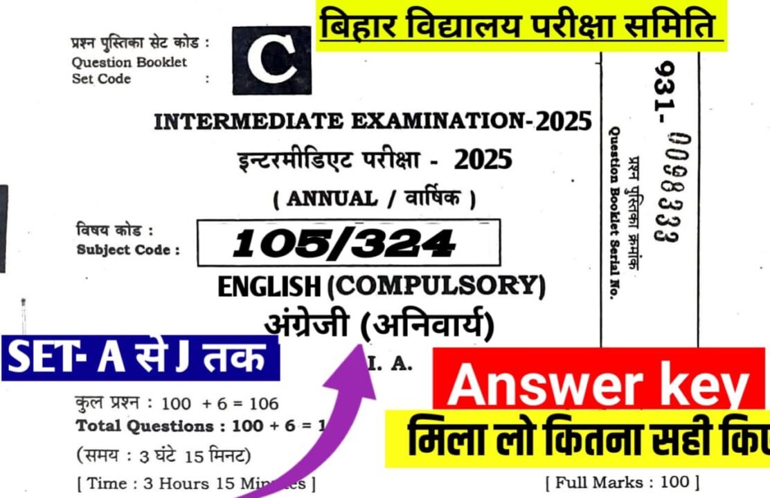 Bihar Board Class 12th English Answer key 2025